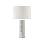 Table Lamp White Ceramic Pillar Base Faux Silk Drum Shade Bedside Table Lamp