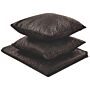 Bedspread And Cushions Set Brown Polyester Fabric 200 X 220 Cm Embossed Pattern Decorative Throw Bedding