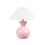 Table Lamp Pink Ceramic Glossy Base Fabric Shade Night Lamp Desk Light