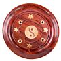 Decorative Sheesham Wood Round Yin Yang Ashcatcher