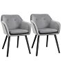 Homcom Dining Chairs Set Of 2 Modern Upholstered Fabric Velvet-touch Leisure Chairs With Backrest Armrests, Grey