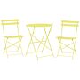 3 Piece Bistro Set Lime Green Metal Folding Slatted Seat Back Outdoor