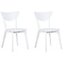 Set Of 2 Dining Chairs White Mdf Seat Rubberwood Legs Armless Curved Backrest