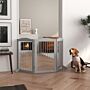 Pawhut Foldable Dog Gate, Freestanding Pet Gate, With Two Support Feet, For Staircases, Hallways, Doorways - Grey