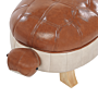 Kids Animal Stool Brown Faux Leather Footstool Wooden Legs Children's Room Seat