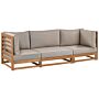 Garden Sofa Taupe Certified Light Acacia Wood Outdoor 3 Seater With Cushions