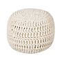 Pouf Ottoman Beige Cotton 40 X 40 Cm Eps Beads Filling Round