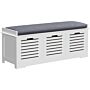 Homcom White Storage Bench With 3 Drawers & Removable Grey Seat Cushion Hallway Organisation Furniture