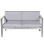 Garden Sofa Light Grey Aluminium Frame Outdoor 2 Seater With Cushions