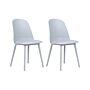 Set Of 2 Dining Chairs Light Blue Synthetic Padded Seat Kitchen Seats