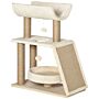 Pawhut Cat Tree For Indoor Cats With Scratching Posts Pad, Kitten Tower With Bed Perch Ball Toy, 60 X 30 X 76 Cm, Light Brown