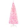 Homcom 5' Tall Prelit Pencil Slim Artificial Christmas Tree With Realistic Branches, 250 Warm White Led Lights And 408 Tips, Xmas Decoration, Pink