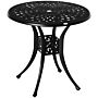 Outsunny 78cm Round Garden Dining Table Bistro Set With Parasol Hole Antique Cast Aluminium Outdoor Table, Black