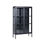 Office Cabinet Black Steel 90 X 35 X 150 Cm Metal 2 Doors Glass Front And Sides Display