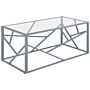 Coffee Table Silver Metal Frame Glass Top Geometric