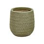 Plant Pot Green Fibre Clay ⌀ 19 Cm Round Outdoor Flower Pot Embossed Pattern