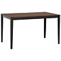 Dining Table Dark Wood With Black Metal Legs 135 X 80 Cm Rectangular