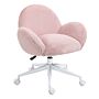 Homcom Fluffy Leisure Chair Office Chair With Backrest And Armrest For Home With Wheels Pink