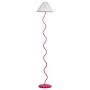 Floor Lamp Pink And White Metal Base Plastic Pleated Lamp Shade Vintage Retro Style Beliani