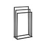 Towel Stand Matt Black And Dark Wood Steel 3 Rails Bathroom Accessories Standing Towel Storage Rack