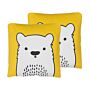 Set Of 2 Kids Cushions Yellow Fabric Bear Image Pillow With Filling Soft Children's Toy