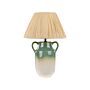 Table Lamp Green And White Ceramic 53 Cm Natural Paper Cone Shade