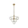 Pendant Lamp Brass Metal 100 Cm 13-lightbulb Fixture White Glass Globe Shades Glam Chandelier