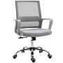 Vinsetto Ergonomic Desk Chair Mesh Office Chair With Adjustable Height Armrest And 360° Swivel Castor Wheels Grey