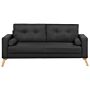 Fabric Sofa Black Fabric Upholstery 2 Seater Button Tufted With Two Bolsters