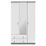 Yarmouth Tall Triple 2 Drawer Mirrored Wardrobe In White