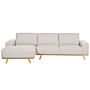 Corner Sofa Beige Upholstery Polyester Fabric Light Wooden Legs Pillow Backrest