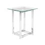 Coffee Table Clear Transparent Silver Square Glass Tabletop Metal Base