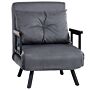 Homcom 4-in-1 Velvet-feel Single Chair Bed, With Pillow - Charcoal Grey