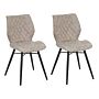 Set Of 2 Dining Chairs Beige Fabric Upholstery Black Legs