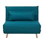 Small Sofa Bed Blue Fabric 1 Seater Fold-out Sleeper Armless