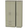 Contrast Tall Triple 2 Drawer Wardrobe In Mushroom Matt