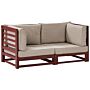 Garden Sofa Mahogany Brown Acacia Wood Outdoor 2 Seater Bench With Cushions