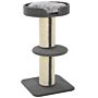 Pawhut 81cm Cat Tree With Sisal Scratching Post, Cat Tower Kitten Activity Center Climbing Frame With Large Platform Lamb Cashmere Perch, Grey