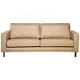 Sofa Beige Faux Leather 3 Seater Metal Legs Upholstered Back