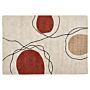 Area Rug Cotton Beige And Red 140 X 200 Cm Abstract Pattern Low Pile