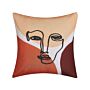 Decorative Cushion Multicolour Face Motif 45 X 45 Cm Modern Décor Rubdekia