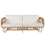 Sofa Beige Natural Rattan 2-seater With Cotton Cushions Wicker