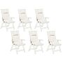 Set Of 6 Garden Chair Cushion Off-white Polyester Seat Backrest Pad Modern Design Outdoor Pad