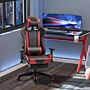 Homcom High-back Gaming Chair Swivel Home Office Computer Racing Gamer Recliner Chair Faux Leather With Footrest, Wheels, Red Black