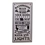 Metal, Wall Hanging Bathroom Rules Plaque, 60x30cm