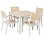 5-piece Outdoor Dining Set Light Plastic Wood Aluminium Powder Coated Frame 4 Seater Table Chairs Slatted Design Beliani