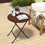 Outsunny Foldable Pe Rattan Outdoor Coffee Table, Metal Frame Wicker Round Side Table, Coffee Table Side Table For Lawn, Mixed Brown