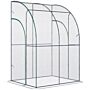 Outsunny Walk-in Greenhouse Lean To Wall Tunnel Greenhouse With Zippered Roll Up Door Pvc Cover Sloping Top, 143 X 118 X 212 Cm