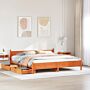 Vidaxl Bed Frame Without Mattress Wax Brown 200x200 Cm Solid Wood Pine