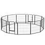 Pawhut Heavy Duty Puppy Play Pen, 12 Panels Pet Exercise Pet, Pet Playpen For Small And Medium Dogs